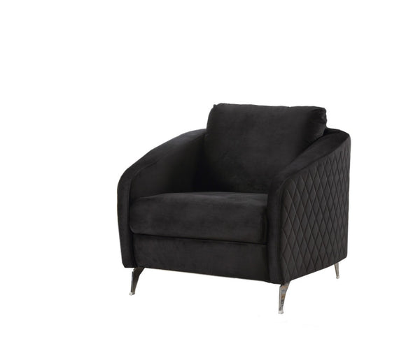 English Elm Sofia Diamond Stitched Velvet Accent Chair with Chrome Legs for Glam Living Spaces Black B06178279