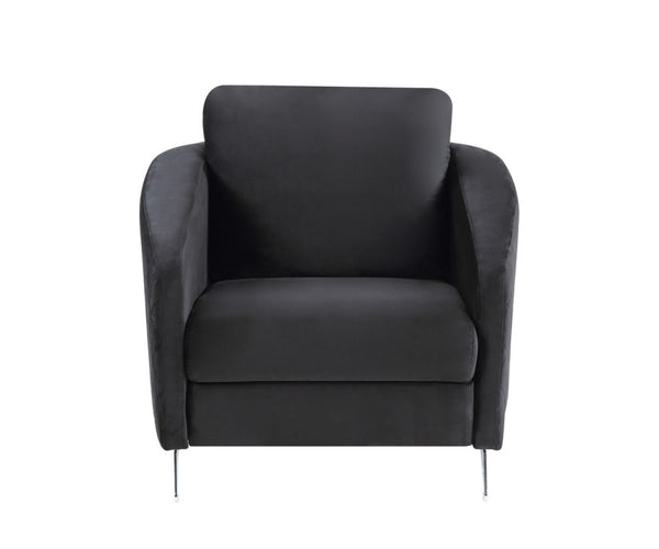 English Elm Sofia Diamond Stitched Velvet Accent Chair with Chrome Legs for Glam Living Spaces Black B06178279