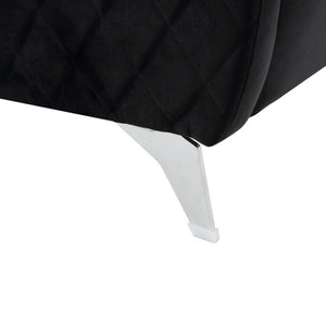 English Elm Sofia Diamond Stitched Velvet Accent Chair with Chrome Legs for Glam Living Spaces Black B06178279
