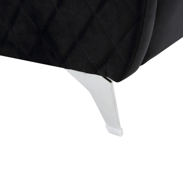 English Elm Sofia Diamond Stitched Velvet Accent Chair with Chrome Legs for Glam Living Spaces Black B06178279