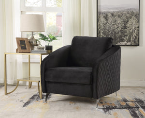 English Elm Sofia Diamond Stitched Velvet Accent Chair with Chrome Legs for Glam Living Spaces Black B06178279