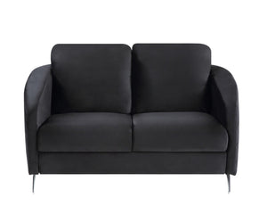 English Elm Sofia Tufted Black Velvet Loveseat with Chrome Legs for Glam Modern Living Rooms B06178280