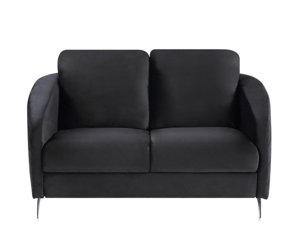English Elm Sofia Tufted Black Velvet Loveseat with Chrome Legs for Glam Modern Living Rooms B06178280