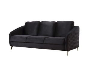 English Elm Sofia Tuxedo Velvet Sofa with Diamond Stitching and Polished Chrome Legs for Living Room B06178281