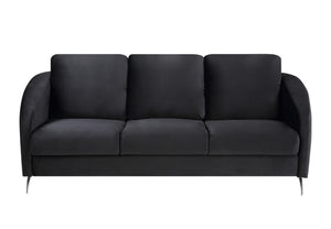 English Elm Sofia Tuxedo Velvet Sofa with Diamond Stitching and Polished Chrome Legs for Living Room B06178281