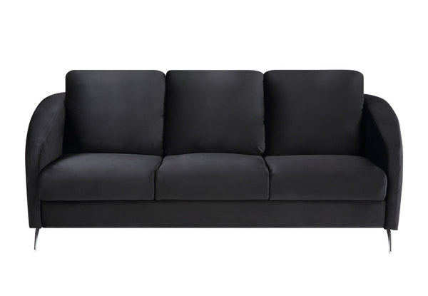 English Elm Sofia Tuxedo Velvet Sofa with Diamond Stitching and Polished Chrome Legs for Living Room B06178281