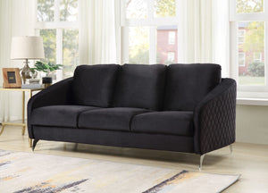 English Elm Sofia Tuxedo Velvet Sofa with Diamond Stitching and Polished Chrome Legs for Living Room B06178281