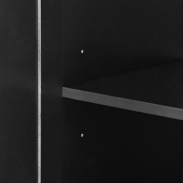 English Elm Tall Bathroom Storage Cabinet – Slim Black MDF Organizer with 2 Doors, 2 Drawers, Adjustable Shelves, Anti-Tip Device N725P172882B