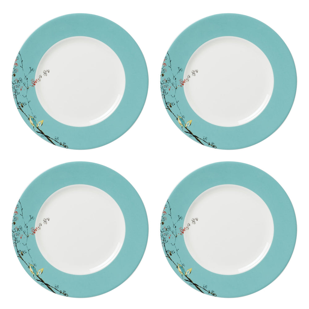 Lenox Chirp Porcelain Dinner Plates Set of 4 Botanical Bird Watercolor Nature Design 897259