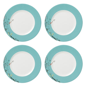 Lenox Chirp Porcelain Dinner Plates Set of 4 Botanical Bird Watercolor Nature Design 897259