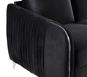 English Elm Hathaway Velvet Channel Tufted Loveseat with Chrome Legs for Modern Living Spaces B06178285