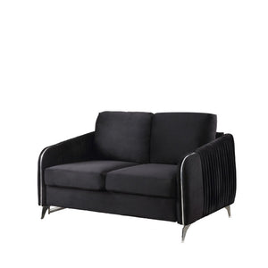English Elm Hathaway Velvet Channel Tufted Loveseat with Chrome Legs for Modern Living Spaces B06178285