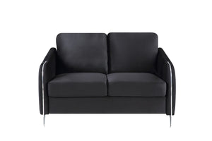 English Elm Hathaway Velvet Channel Tufted Loveseat with Chrome Legs for Modern Living Spaces B06178285