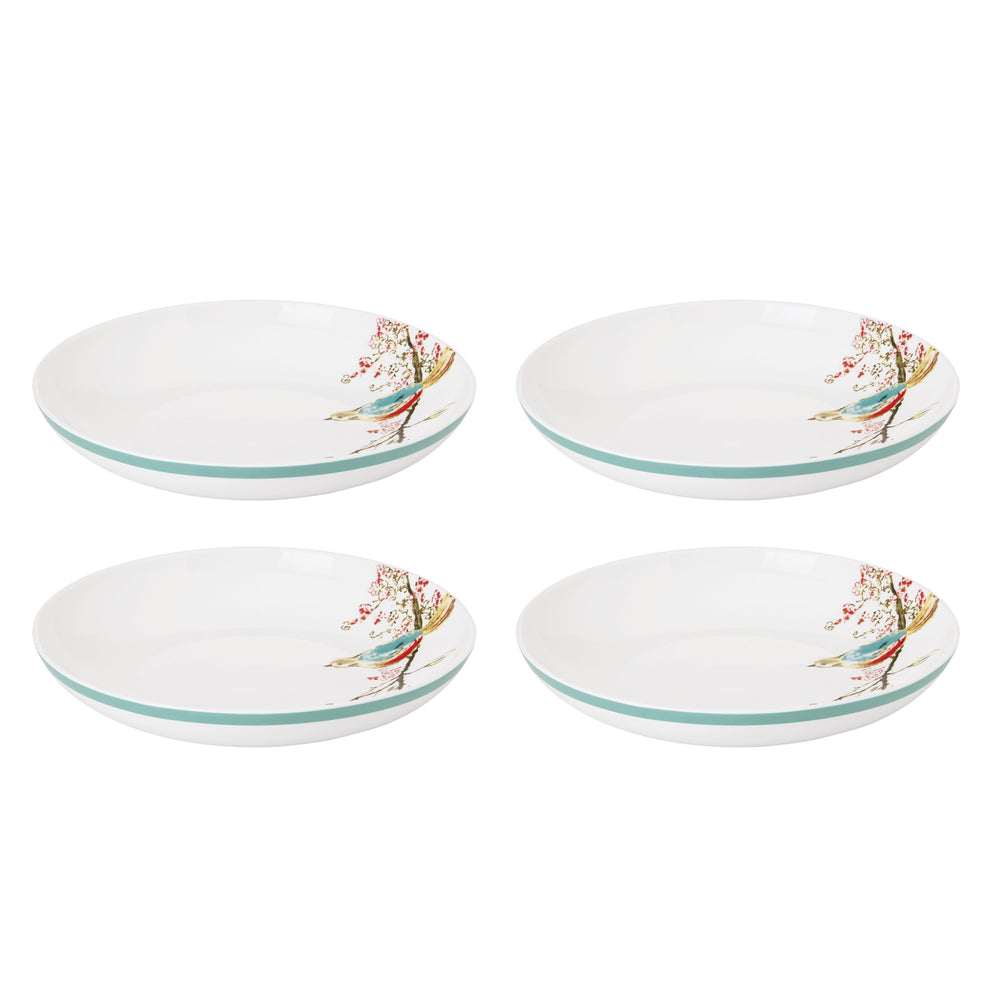 Lenox Chirp Porcelain Pasta Bowl Set Watercolor Bird Motif Dishwasher Safe Dining 897260