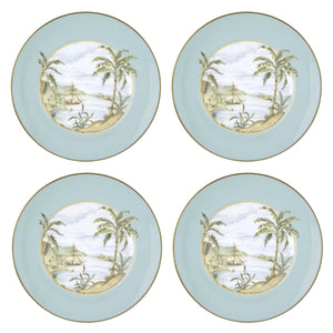 Lenox British Colonial Tradewind Porcelain Accent Plates Gilded Tropical Motifs Set of 4 897265