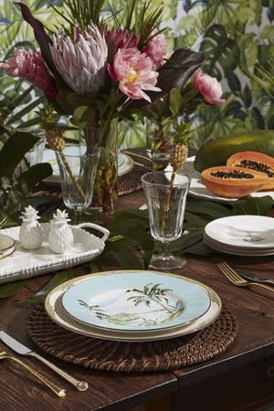 Lenox British Colonial Tradewind Porcelain Accent Plates Gilded Tropical Motifs Set of 4 897265