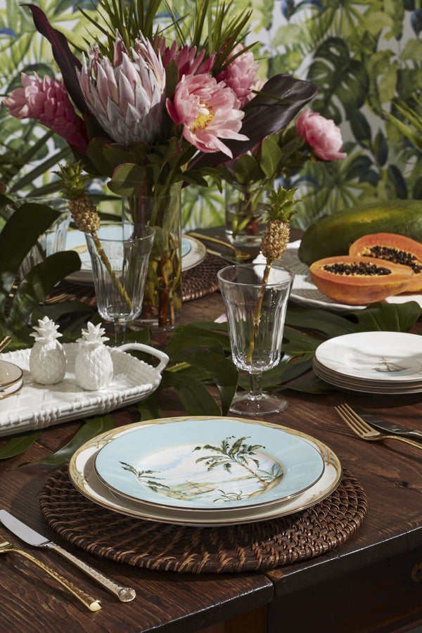 Lenox British Colonial Tradewind Porcelain Accent Plates Gilded Tropical Motifs Set of 4 897265