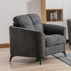 English Elm Callie Tufted Woven Fabric Accent Chair with Pocket Coil Support and Black Metal Legs B06178288