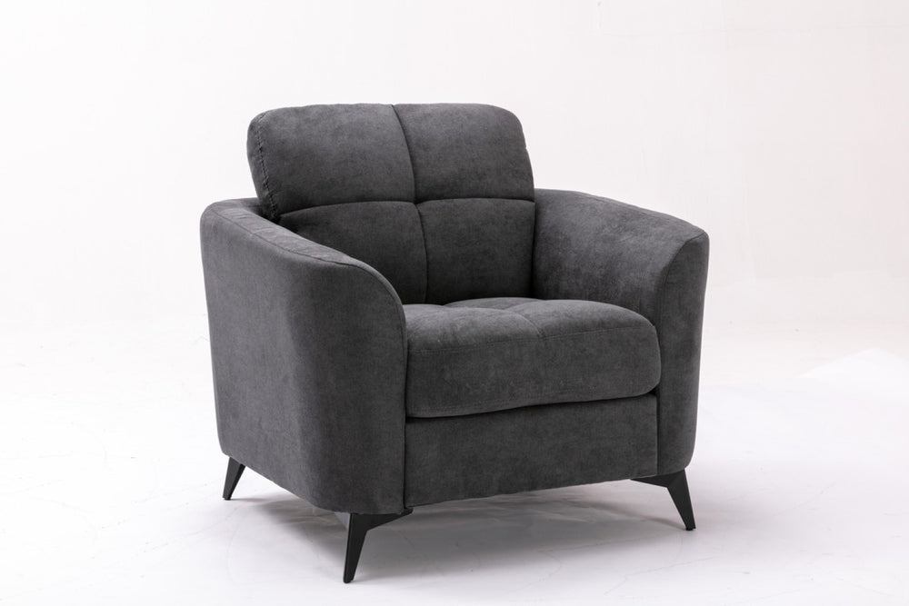 English Elm Callie Tufted Woven Fabric Accent Chair with Pocket Coil Support and Black Metal Legs B06178288
