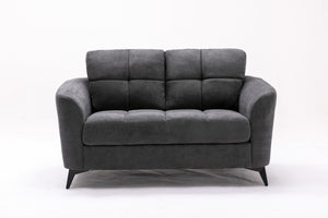 English Elm Callie Woven Gray Sofa Loveseat Set with Button Tufting and Pocket Coil Support B061S00598