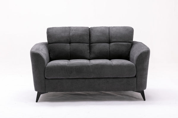 English Elm Callie Woven Gray Sofa Loveseat Set with Button Tufting and Pocket Coil Support B061S00598