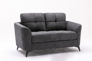 English Elm Callie Woven Gray Sofa Loveseat Set with Button Tufting and Pocket Coil Support B061S00598
