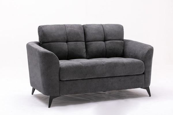 English Elm Callie Woven Gray Sofa Loveseat Set with Button Tufting and Pocket Coil Support B061S00598