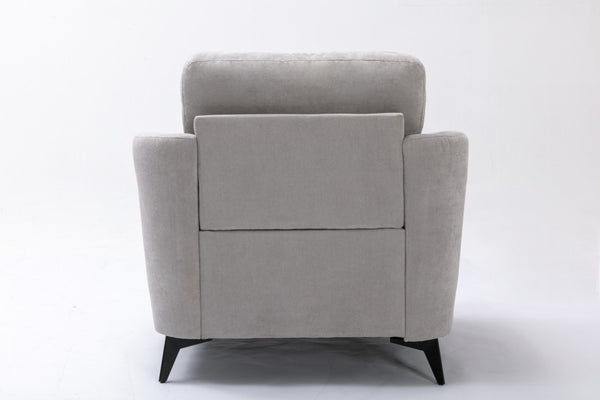 English Elm Callie Woven Fabric Accent Chair with Tufted Cushion and Black Metal Legs B06178574
