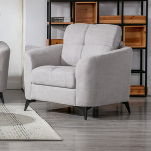English Elm Callie Woven Fabric Accent Chair with Tufted Cushion and Black Metal Legs B06178574