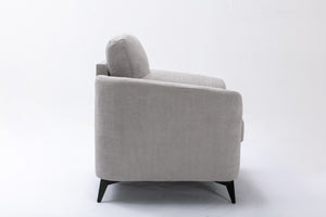 English Elm Callie Woven Fabric Accent Chair with Tufted Cushion and Black Metal Legs B06178574