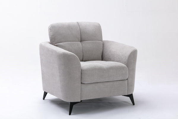 English Elm Callie Woven Fabric Accent Chair with Tufted Cushion and Black Metal Legs B06178574