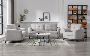 English Elm Callie Three Piece Woven Fabric Living Room Sofa Set with Tufted Cushions B061S00593