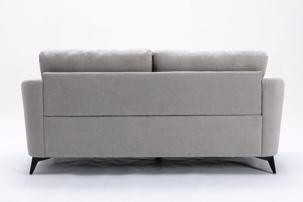 English Elm Callie Tufted Woven Fabric Three Seat Sofa with Black Metal Legs for Modern Living B061S00595