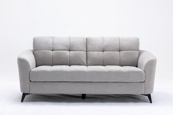 English Elm Callie Tufted Woven Fabric Three Seat Sofa with Black Metal Legs for Modern Living B061S00595