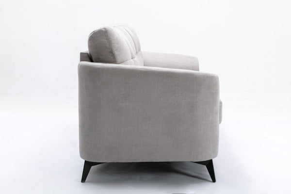 English Elm Callie Tufted Woven Fabric Three Seat Sofa with Black Metal Legs for Modern Living B061S00595