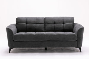 English Elm Callie Tufted Woven Gray Sofa with Black Metal Legs for Contemporary Living Rooms B061S00597