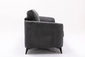 English Elm Callie Woven Gray Sofa Loveseat Set with Button Tufting and Pocket Coil Support B061S00598