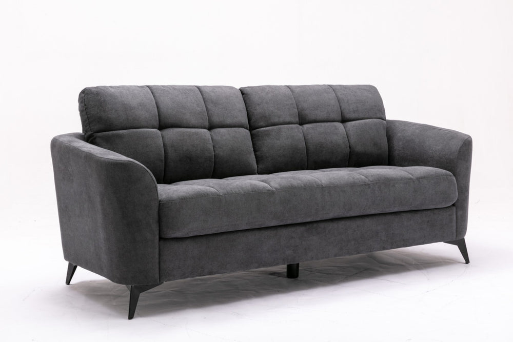 English Elm Callie Tufted Woven Gray Sofa with Black Metal Legs for Contemporary Living Rooms B061S00597