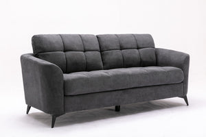 English Elm Callie Tufted Woven Gray Sofa with Black Metal Legs for Contemporary Living Rooms B061S00597