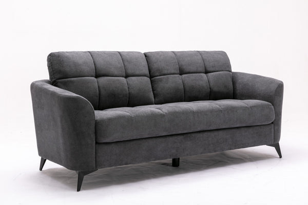 English Elm Callie Tufted Woven Gray Sofa with Black Metal Legs for Contemporary Living Rooms B061S00597