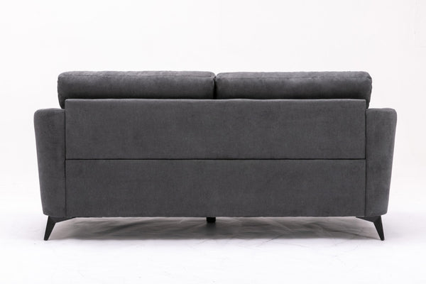 English Elm Callie Tufted Woven Gray Sofa with Black Metal Legs for Contemporary Living Rooms B061S00597
