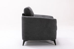 English Elm Callie Tufted Woven Fabric Accent Chair with Pocket Coil Support and Black Metal Legs B06178288