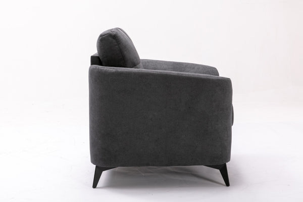 English Elm Callie Tufted Woven Fabric Accent Chair with Pocket Coil Support and Black Metal Legs B06178288