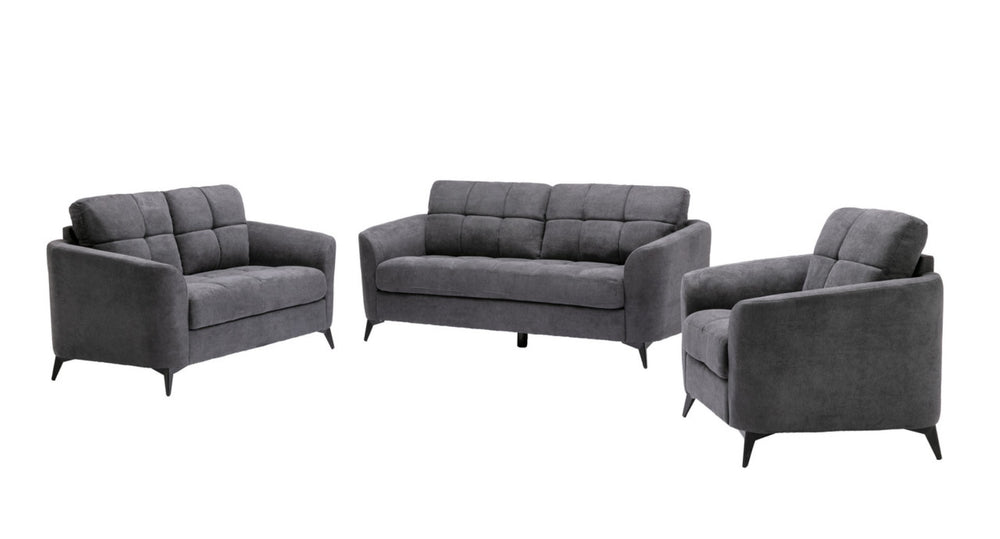 English Elm Callie Three Piece Woven Fabric Living Room Suite with Tufted Cushions and Metal Legs B061S00073