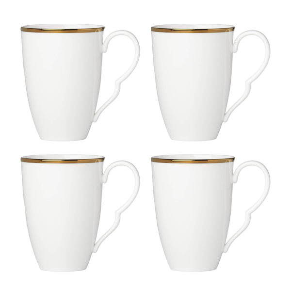 Lenox Contempo Luxe Bone China Mugs Set of 4 with Microwave Safe Gold Scalloped Trim 897273