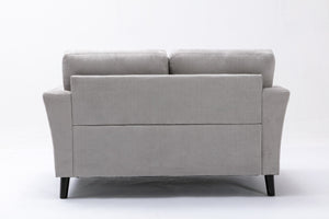 English Elm Damian Woven Fabric Sofa and Loveseat Set with Solid Wood Legs for Living Rooms B061S00605