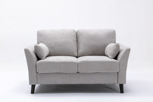 English Elm Damian Compact Woven Fabric Loveseat with Pocket Coil Support and Wood Legs B061S00603