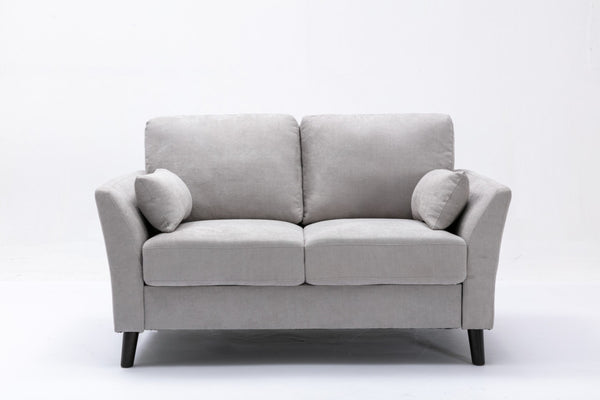 English Elm Damian Compact Woven Fabric Loveseat with Pocket Coil Support and Wood Legs B061S00603
