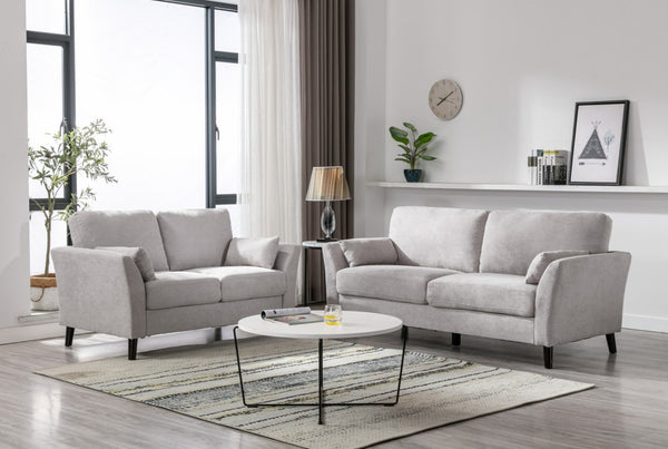English Elm Damian Woven Fabric Sofa and Loveseat Set with Solid Wood Legs for Living Rooms B061S00605