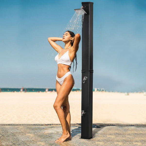 English Elm Outsunny 10.6 Gallons Solar Heated Shower - Adjustable Head, Foot Rinse & Easy Setup For Outdoor Fun W2225P200681-GIGA